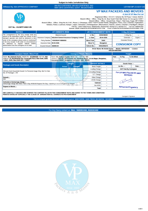 IBA Approved Packers and Movers