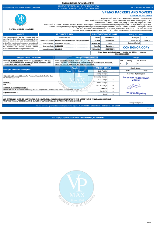 IBA Approved Packers and Movers